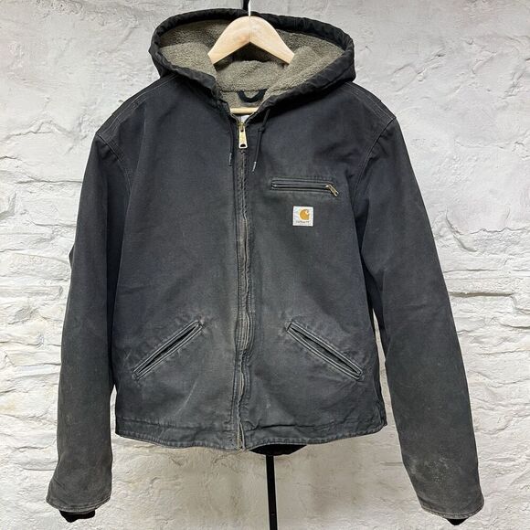 Carhartt Jacket WJ141 BLK Sherpa Lined Womens 2XL XXL Vintage y2k Faded Black - Picture 1 of 7